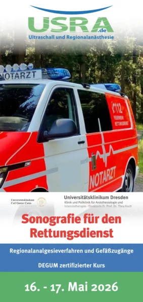 USRA DEGUM-zertifzierter Expertenkurs Ultraschall im Rettungsdienst / Notfallsonografie.